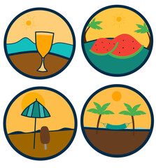 Tropical summer badge vector set