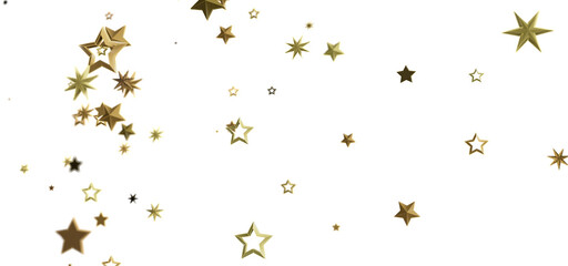 Sparkling gold stars scattered on a white background. Perfect for celebrations, holidays, and festive designs.