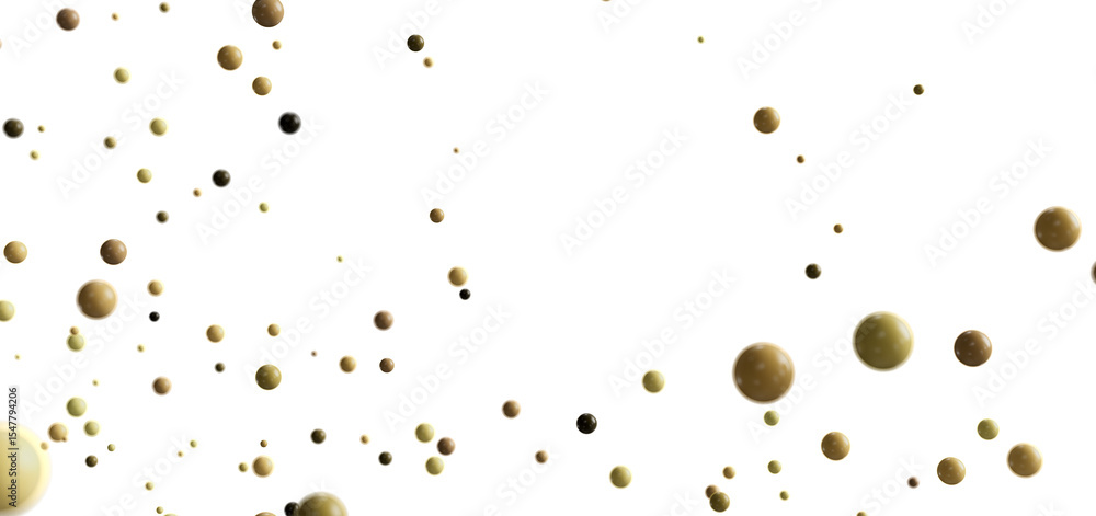 Poster Artistic image of various sized spheres floating on white. Ideal for design and backgrounds.