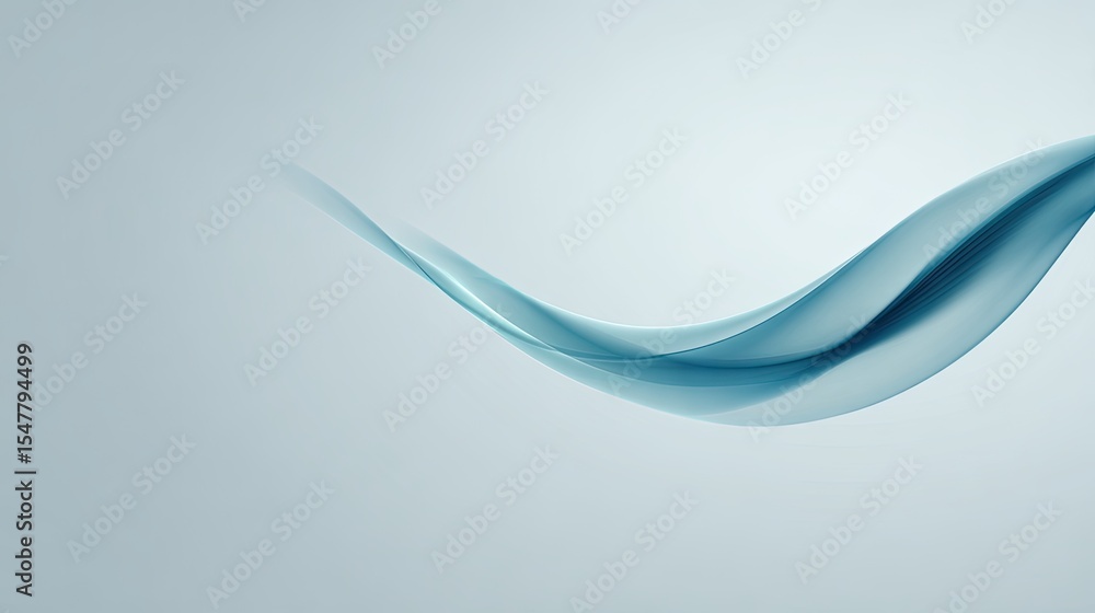 Poster soft blue wave flowing smoothly across a subtle background