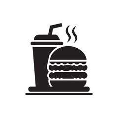 Fast food icon, Silhouette flat design on white background, Vector illustration