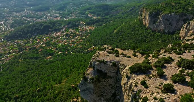 Aerial view of the natural relief of the Var department, France, Provence-Alpes-Cote dAzur, in summer