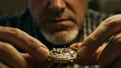 Skilled Watchmaker's Hands Assembling Intricate Mechanical Movement with Precision