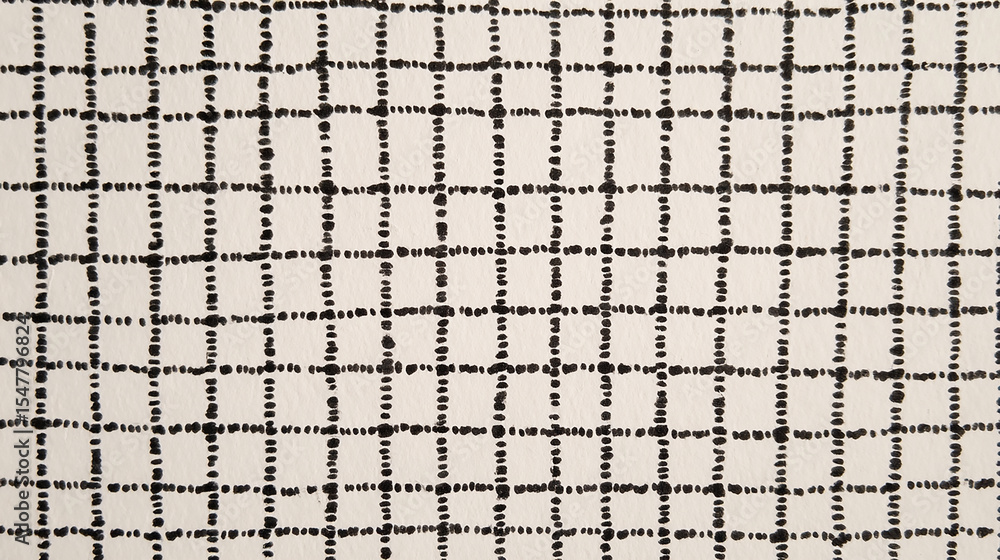 Aufkleber hand drawn black dotted grid pattern on white textured paper creating simple and modern artistic bac
