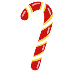 Red and Gold Striped Candy Cane – Festive Christmas Sweet Vector