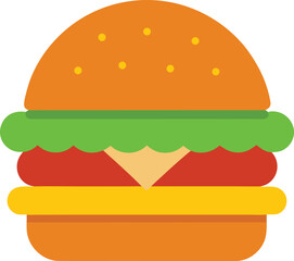 Flat Style Chicken Sandwich With Pickles Vector Art