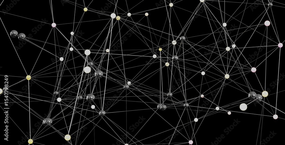 Poster abstract stock photo of interconnected spheres, representing network, connection, or technology conc