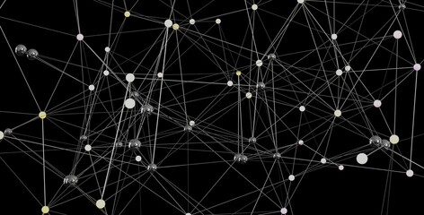 Abstract stock photo of interconnected spheres, representing network, connection, or technology concepts.