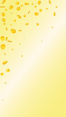 Swiss franc coins falling. Gold scattered CHF