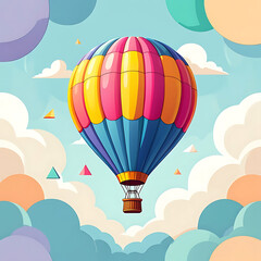 Fototapeta premium Colorful Hot Air Balloon Soaring Through a Whimsical Cloudscape