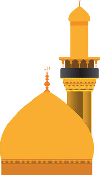 Golden Dome and Minaret of Imam Hussain Shrine - Karbala Vector Illustration