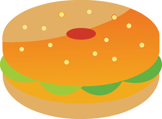 Flat Style Bagel Sandwich Back Vector Art