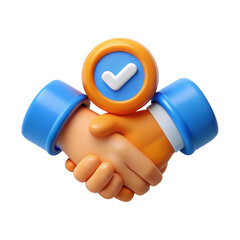 Obraz na płótnie Canvas 3d rendered a deal sealed handshake with checkmark