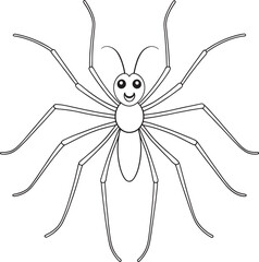 Cute daddy longlegs cartoon illustration for kids coloring fun