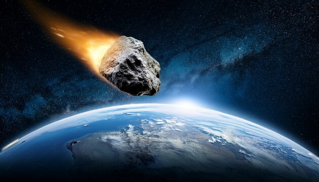 asteroid approaching earth space background potential impact