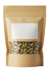 Cardamom in kraft paper bag isolated on transparent background