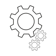 Gear icon line art vector. Cog wheel and setting icon on white background.