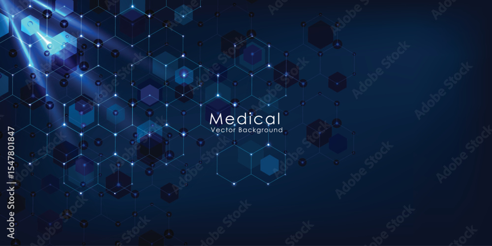 Poster abstract technology or medical background with hexagons shape pattern