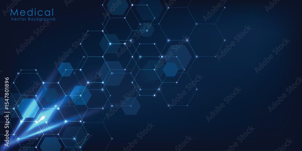 Poster abstract technology or medical background with hexagons shape pattern