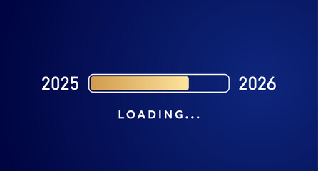 2026 loading bar, gold New Year countdown progress bar
