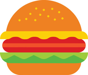 Flat Style Spicy Chicken Burger Whit Vector Art