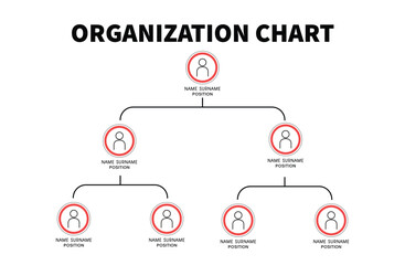 Organization Chart Infographics with People Icon and Abstract Line, Business Structure, Hierarchy of employees, org Vector Illustration.