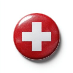 Fototapeta premium Red button with white cross