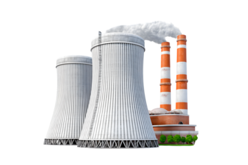 nuclear power plant and wind turbines. Ai Generated Images