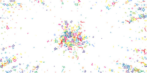 Falling letters of English language. Colorful