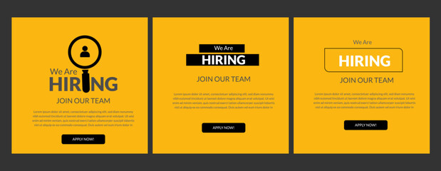 Modern and creative hiring square banner template design for social media post, We are hiring job vacancy social media post banner design template  vector we are hiring announcement template design