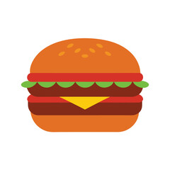 Flat Style Bbq Pulled Pork Sandwich On Vector Art