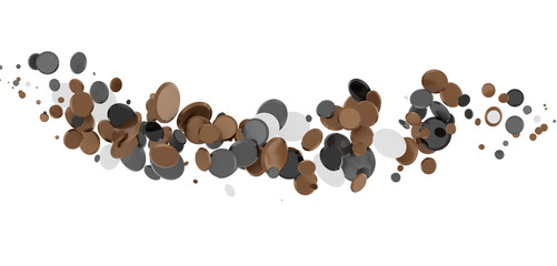 Multicolor confetti abstract background with a lot of falling pieces, isolated on a white background.