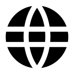 solid vector icon globe representing travel and vacation themes. Perfect for tourism websites, booking apps. Clean SVG format, fully scalable and editable for web or print.