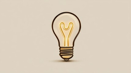 Illuminated lightbulb with simple background