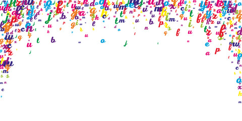 Fototapeta premium Flying latin letters. Colorful childish scattered