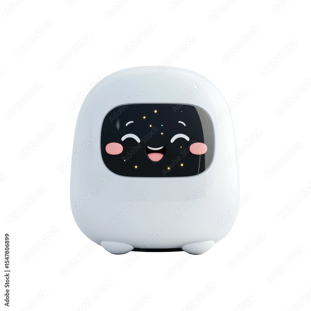 Aufkleber cute smiling robot toy with face display and starry background