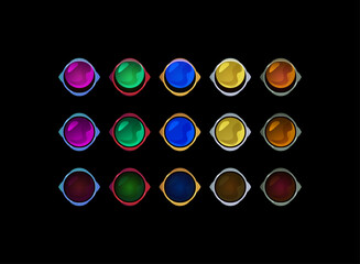 set of colorful magic fantasy medieval button with hover