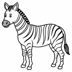 Obraz premium Cartoon zebra standing isolated on white background