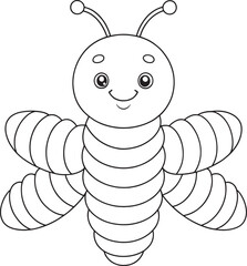 Silkworm cartoon drawing for kids coloring and nature exploration