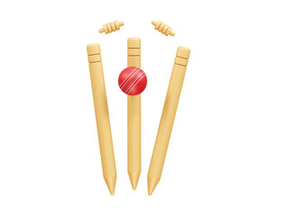Ball with stumps icon 3d illustration rendering