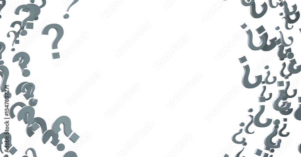 Poster question marks background. 3D Rendering.