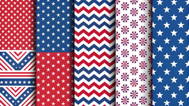 Patriotic american usa flag pattern background red white blue stars stripes seamless design wallpaper texture