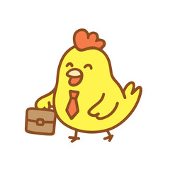 Happy Cartoon Chicken as a businessman