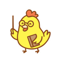 Chicken Professor with Glasses and Book