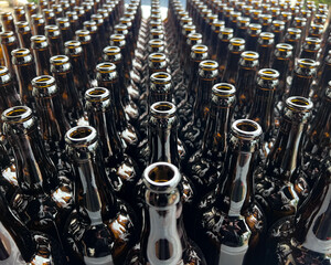 Rows of Glass Beer Bottles from Germany. High quality photo
