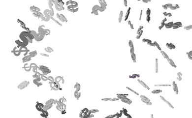 Dollar Signs Raining over Transparent Background