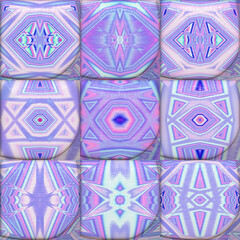 Lavender and Violet Geometric Abstract Tiles with Glossy 3D Effect for Futuristic and Spiritual Ethnic-Inspired Designs