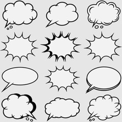 cartoon speech bubbles for comics and illustrations