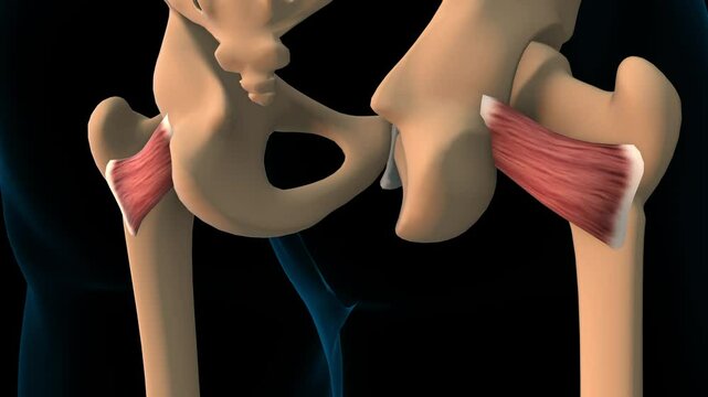 Quadratus femoris muscle anatomy for medical concept 3D rendering