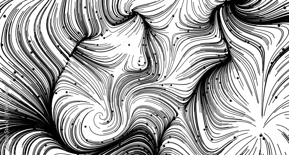 Poster High-resolution stock photo of an abstract swirl pattern in black and white. Perfect for backgrounds and design projects